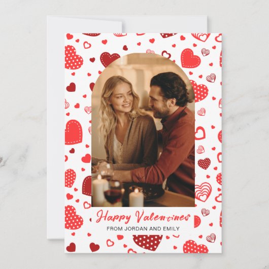 Elegant Red Hearts Happy Valentine's Day 1 Photo シーズンカード (正面)