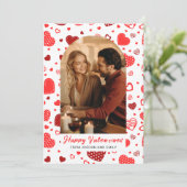 Elegant Red Hearts Happy Valentine's Day 1 Photo シーズンカード (スタンド正面)