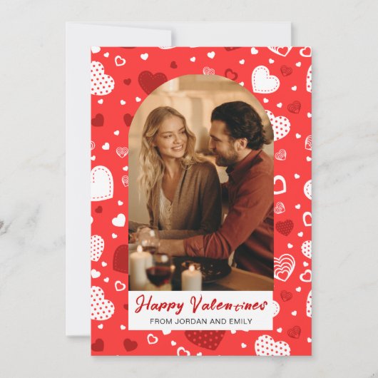Elegant Red Hearts Happy Valentine's Day 1 Photo シーズンカード (正面)