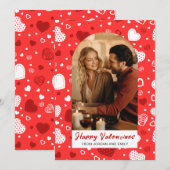 Elegant Red Hearts Happy Valentine's Day 1 Photo シーズンカード (正面/裏面)