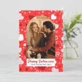 Elegant Red Hearts Happy Valentine's Day 1 Photo シーズンカード (スタンド正面)