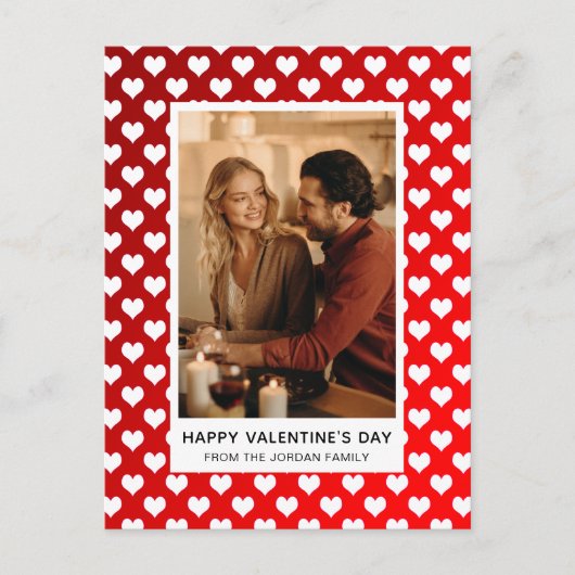 Elegant Red Hearts Happy Valentine's Day 1 Photo シーズンポストカード (正面)