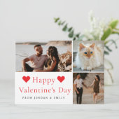 Elegant Red Hearts Happy Valentine's Day 3 Photo シーズンカード (スタンド正面)