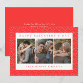 Elegant Red Hearts Happy Valentine's Day 3 Photo シーズンカード (正面/裏面)