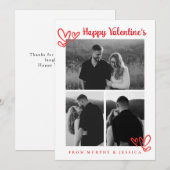 Elegant Red Hearts Happy Valentine's Day 3 Photo シーズンカード (正面/裏面)