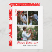 Elegant Red Hearts Happy Valentine's Day 3 Photo シーズンカード (正面/裏面)
