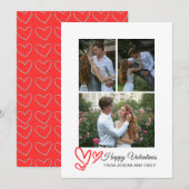 Elegant Red Hearts Happy Valentine's Day 3 Photo シーズンカード (正面/裏面)