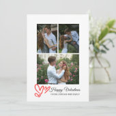 Elegant Red Hearts Happy Valentine's Day 3 Photo シーズンカード (スタンド正面)