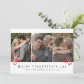 Elegant Red Hearts Happy Valentine's Day 3 Photo シーズンカード (スタンド正面)