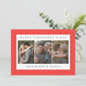 Elegant Red Hearts Happy Valentine's Day 3 Photo シーズンカード (スタンド正面)