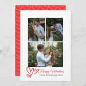 Elegant Red Hearts Happy Valentine's Day 3 Photo シーズンカード (正面/裏面)