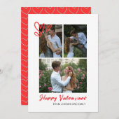 Elegant Red Hearts Happy Valentine's Day 3 Photo シーズンカード (正面/裏面)