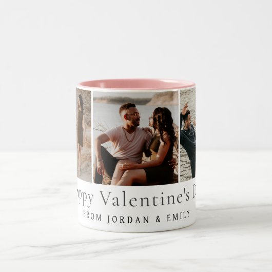 Elegant Red Hearts Happy Valentine's Day 3 Photo ツートーンマグカップ (中央)