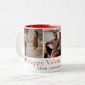 Elegant Red Hearts Happy Valentine's Day 3 Photo ツートーンマグカップ (正面左)