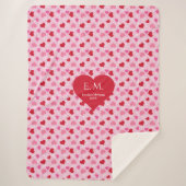 Elegant Red Hearts Love Gift Personalized Blanket シェルパブランケット (正面)