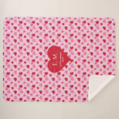 Elegant Red Hearts Love Gift Personalized Blanket シェルパブランケット (正面(横))