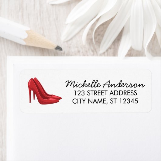 Elegant Red High Heels Return Address label        ラベル (インサイチュ)