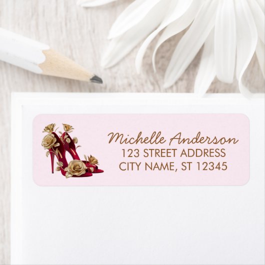 Elegant Red High Heels Return Address label        ラベル (インサイチュ)