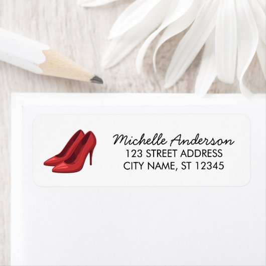 Elegant Red High Heels Return Address label        ラベル (インサイチュ)