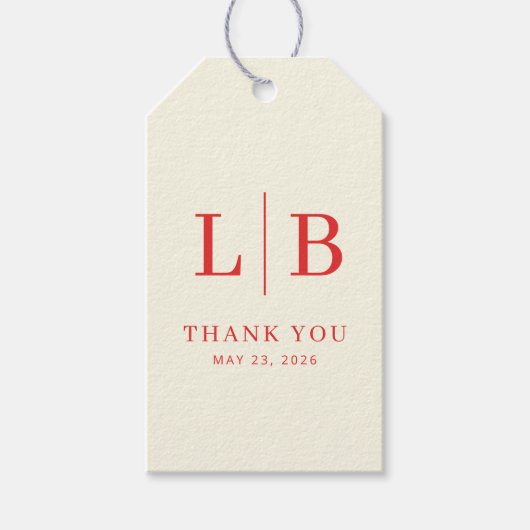 Elegant Red Initials ギフトタグ (正面)