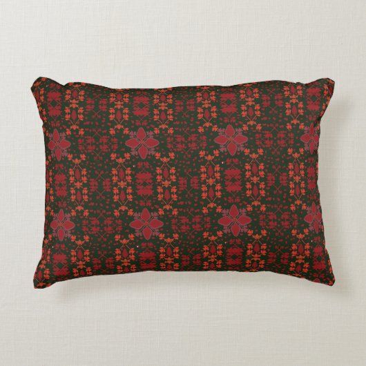 Elegant Red Mandala Geometric Bedroom & Home Texti アクセントクッション (正面)