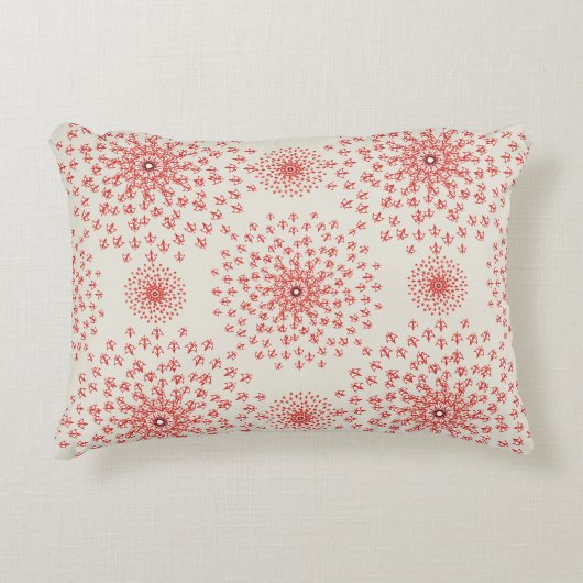 Elegant Red Mandala Geometric Bedroom & Home Texti アクセントクッション (正面)