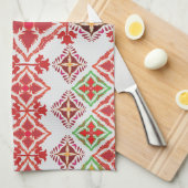 Elegant Red Mandala Geometric Bedroom & Home Texti キッチンタオル (四つ折り)