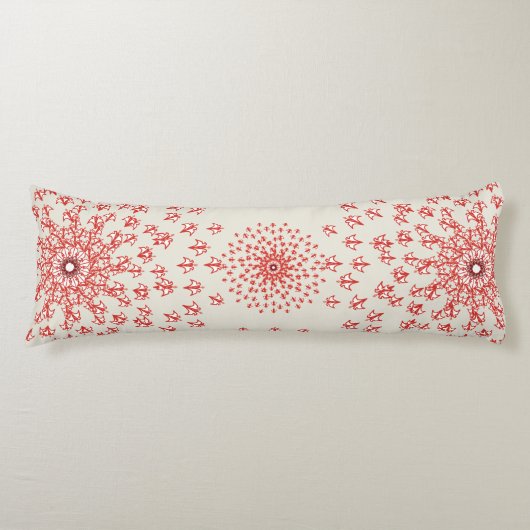 Elegant Red Mandala Geometric Bedroom & Home Texti ボディピロー (正面)