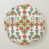Elegant Red Mandala Geometric Bedroom & Home Texti ラウンドクッション (裏面)