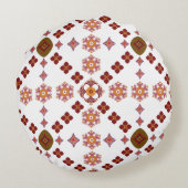 Elegant Red Mandala Geometric Bedroom & Home Texti ラウンドクッション (裏面)