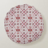 Elegant Red Mandala Geometric Bedroom & Home Texti ラウンドクッション (裏面)