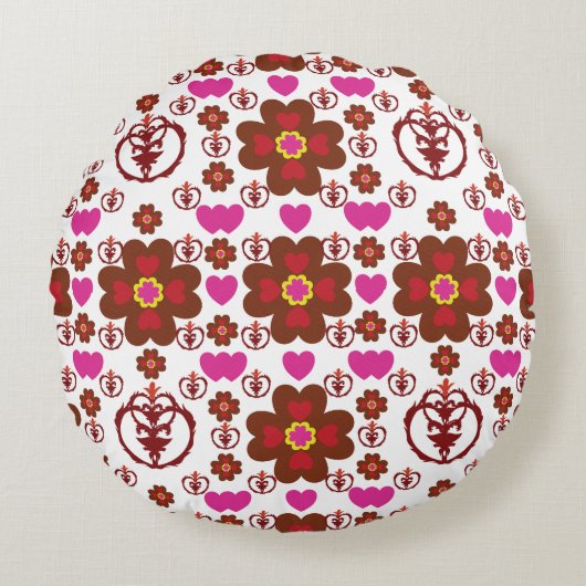 Elegant Red Mandala Geometric Bedroom & Home Texti ラウンドクッション (正面)