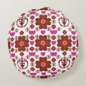 Elegant Red Mandala Geometric Bedroom & Home Texti ラウンドクッション (裏面)