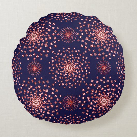 Elegant Red Mandala Geometric Bedroom & Home Texti ラウンドクッション (正面)