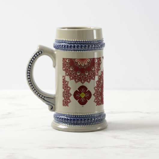 Elegant Red Mandala Pattern Beer Stein – Artistic  ビールジョッキ (左)