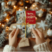 Elegant Red Merry Christmas Gold Bow Photo Card  箔シーズンカード