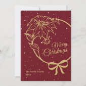 Elegant Red Merry Christmas Poinsettia Flat シーズンカード (正面)