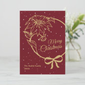Elegant Red Merry Christmas Poinsettia Flat シーズンカード (スタンド正面)