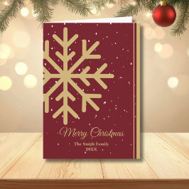 Elegant Red Merry Christmas Snowflake Folded シーズンカード