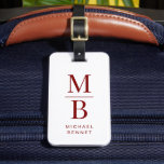 Elegant Red Monogram ラゲッジタグ<br><div class="desc">Elegant Red Monogram Luggage Tag.</div>