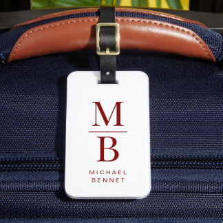 Elegant Red Monogram ラゲッジタグ