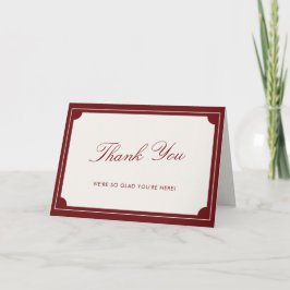 Elegant Red Old Money Wedding Thank You Card サンキューカード
