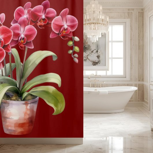 Elegant Red Orchids Shower Curtain シャワーカーテン