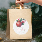 Elegant Red Ornament Christmas ラウンドシール