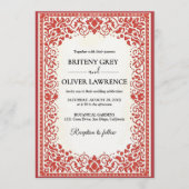 Elegant Red Papel Picado weeding 招待状 (正面)
