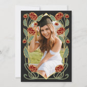 Elegant Red Peony Art Nouveau Graduation Party 招待状 (裏面)