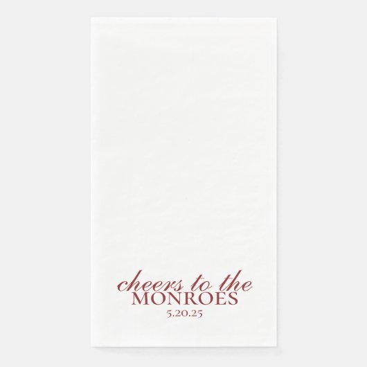 Elegant Red Personalized Wedding Guest Towels (正面)