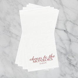 Elegant Red Personalized Wedding Guest Towels 