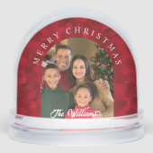 Elegant Red Photo Family Christmas Snow Globe (正面)