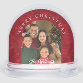 Elegant Red Photo Family Christmas Snow Globe (裏面)